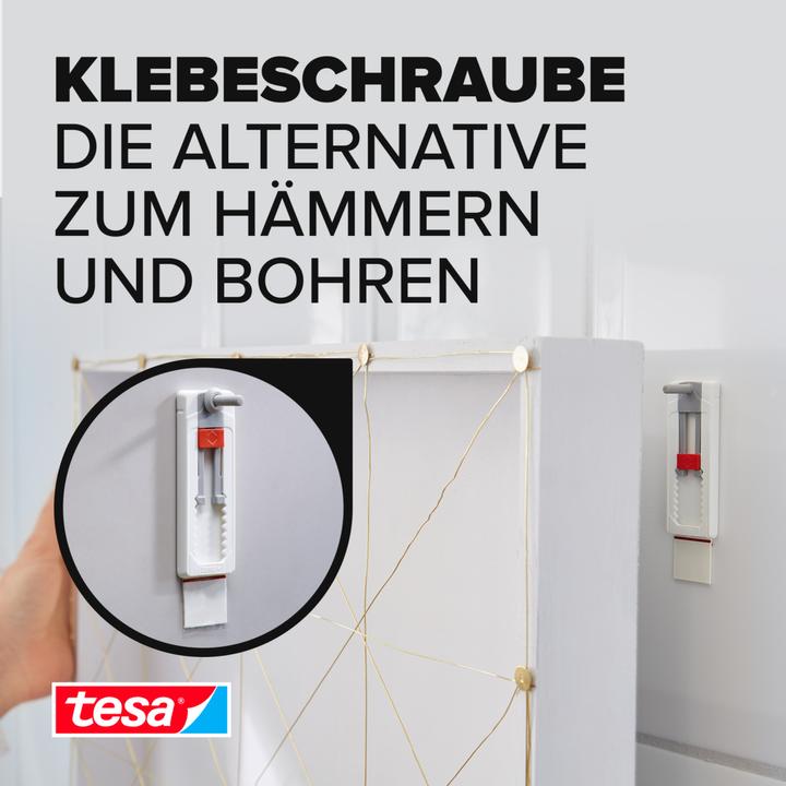 Produktbild tesa Klebeschraube für Fliesen & Metall, höhenverstellbar, 3kg Halteleistung