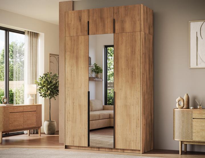 Produktbild ADRK Furniture Alera III mit Aufsatz – Drehtürenschrank (148 x 58 x 250 cm)
