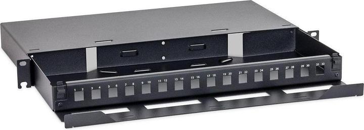 Triton RAB-FO-X68-A1 - Ausziehbares 19-Opto-Patch-Panel 1HE, für 16 x LC Duplex Square, RAL9005, schwar