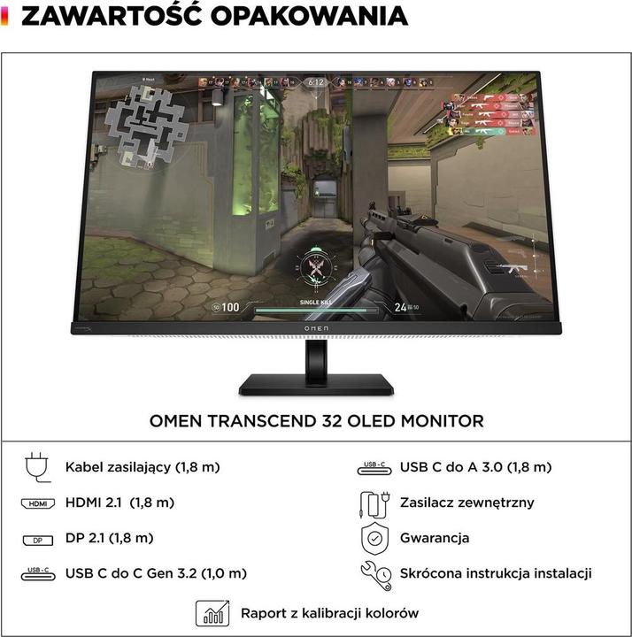 Actual product image HP OMEN Transcend 31.5 inch UHD 240Hz OLED Gaming Monitor - OMEN Transcend 32 (3840 x 2160 Pixels, 31.50")