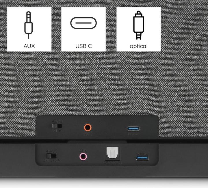 Actual product image Hama Lautsprecher für Fernseher, 2,4-GHz-Station + Bluetooth®, tragbar, stereo (18 h, USB power delivery, Electrical connection)