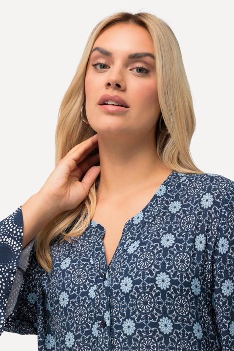 Produktbild Ulla Popken Stufenkleid, A-Linie, Tunika-Ausschnitt, 3/4-Arm (50, 52)