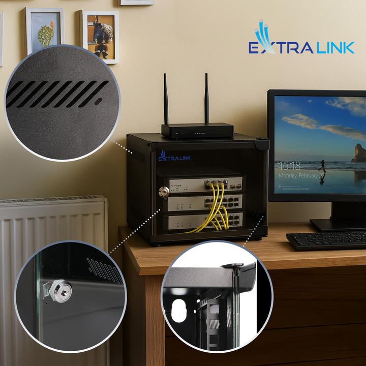 Productafbeelding Extralink LITE 6U 10" REK 280X310 WANDGEMONTEERD ZWART (6 HE, 10 inch rek)