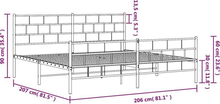 Produktbild vidaXL Metall Bettgestell (200 x 200 cm)