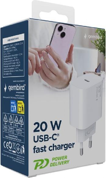 Actual product image Baseus CHARGER USB-C 20W 1PORT/TA-UC-PD20-01-W GEMBIRD (20 W, 1 portion)