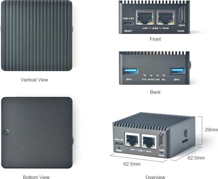 Produktbild Allnet FriendlyELEC NanoPI R5C Dual-2.5G ETH 4G RAM / 32GB Combo with Case, with Wifi