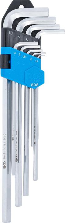 Image du produit BGS Jeu de clés allen extra longues six pans intérieurs 1,5 - 10 mm, 9 pièces (Clé Allen)