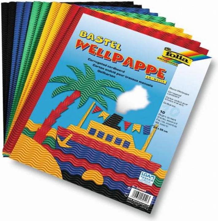 Actual product image Folia Corrugated cardboard 3D 10 colors assorted (170 g/m², 10 x)