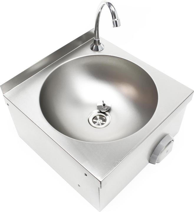 Actual product image XPOtool Knee Operated Hand Washbasin of Stainless Steel as Round Kitchen Sink for Catering Trade etc
