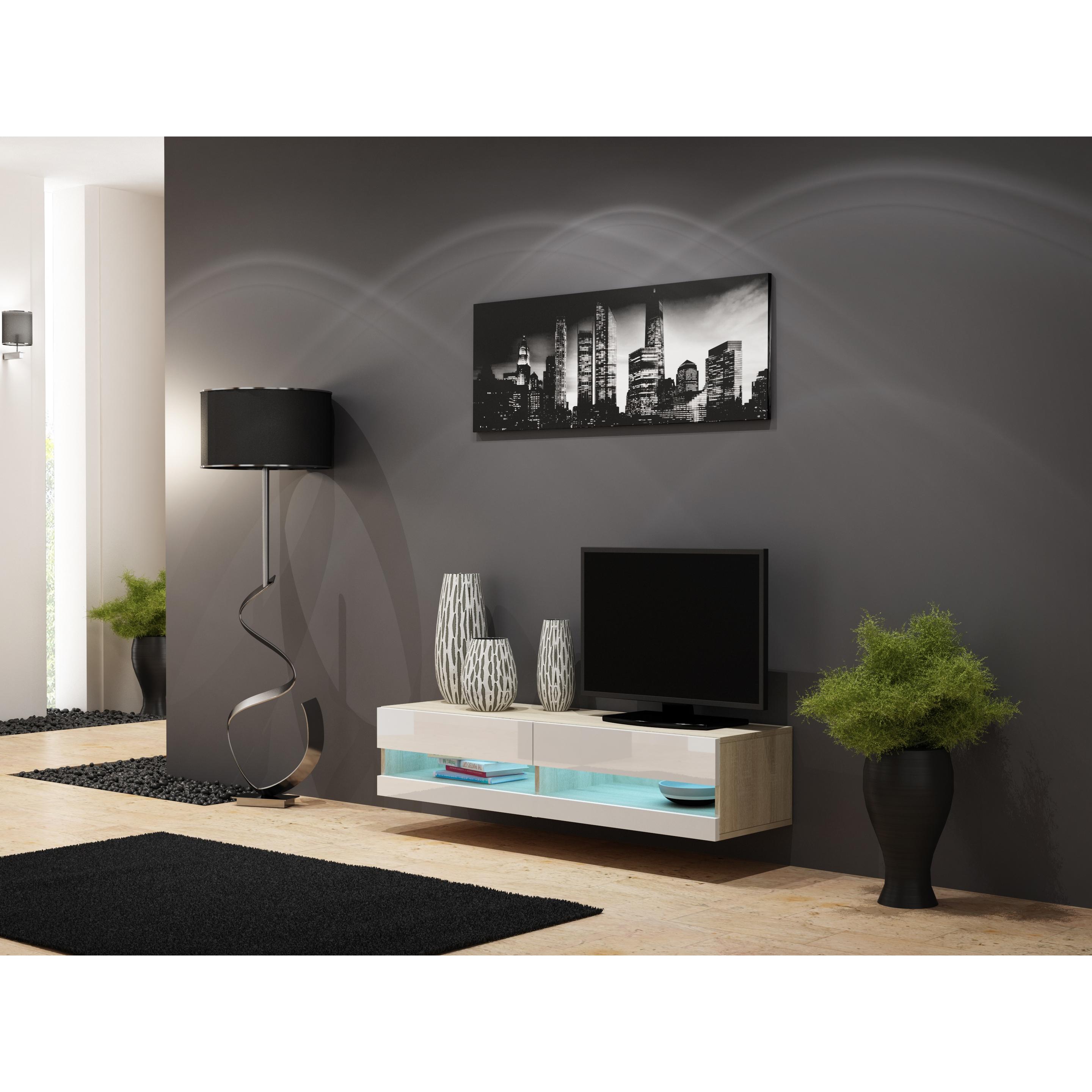 Cama, TV Möbel, RTVVIGO140N SO/B TV-Ständer & Entertainment-Center 2 Regale