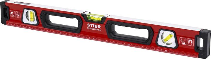 Actual product image Stier Premium spirit level with magnet and three vials 600 mm ±0.5 mm/m (60 cm)
