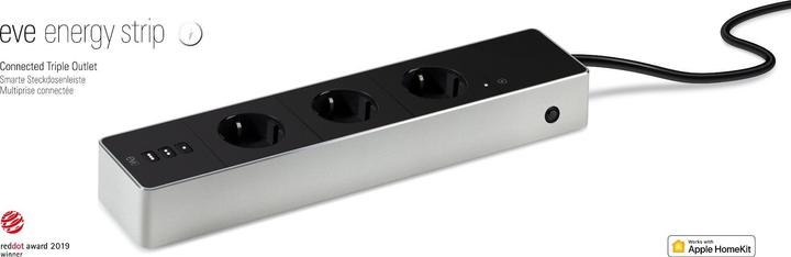 Actual product image Eve energy strip (3 x, CEE 7/3, 1.90 m)