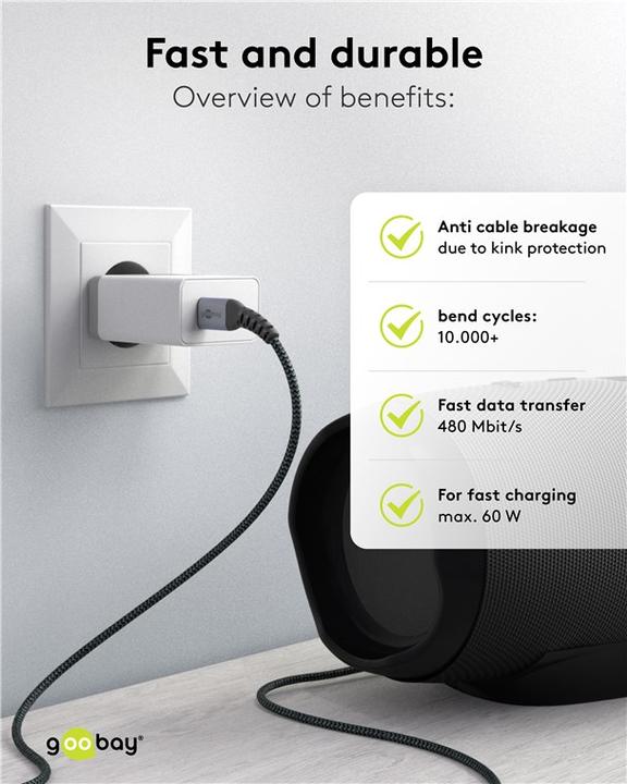 Produktbild Goobay USB C – USB C (1 m, USB 2.0, 60 W)