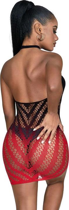 Produktbild Subblime 952242 Roter Und Schwarzer Bodystocking Aus Elastischem Netz Mit Abgeschnittenem Degrad E (S)