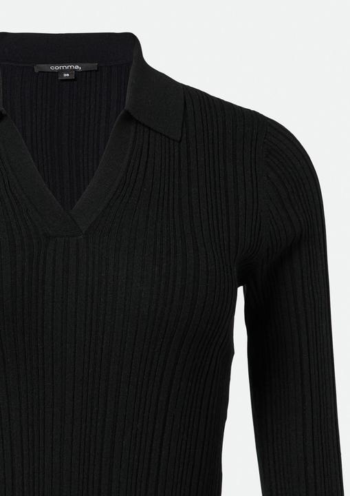 Produktbild Comma Strickpullover Elastischer Slim-Fit-Pullover mit Polokragen (32)