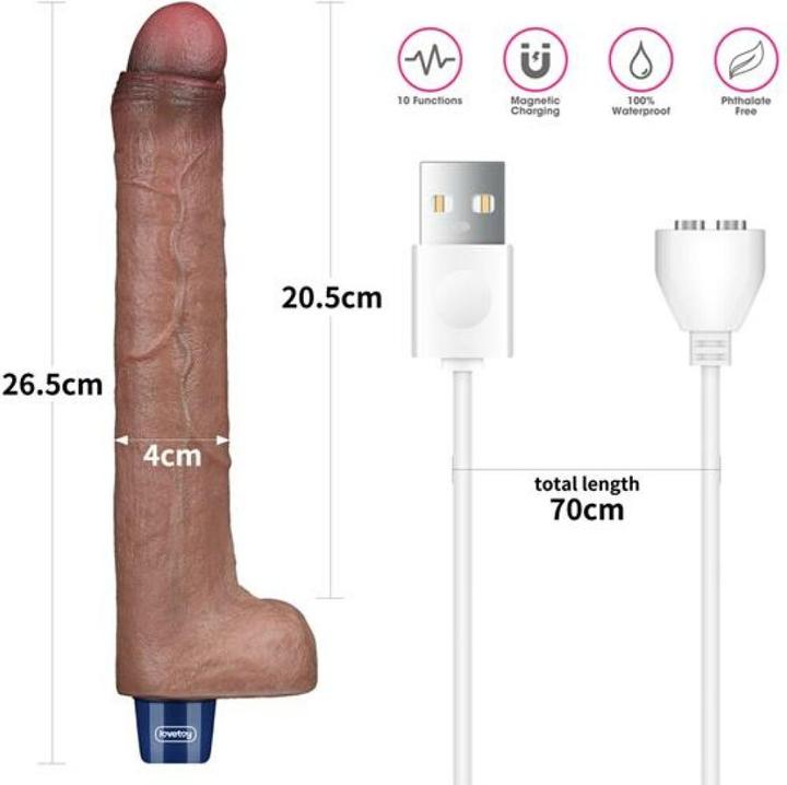 Productafbeelding Lovetoy 10,5" REAL SOFTEE Oplaadbare Silicone Vibrerende Dildo