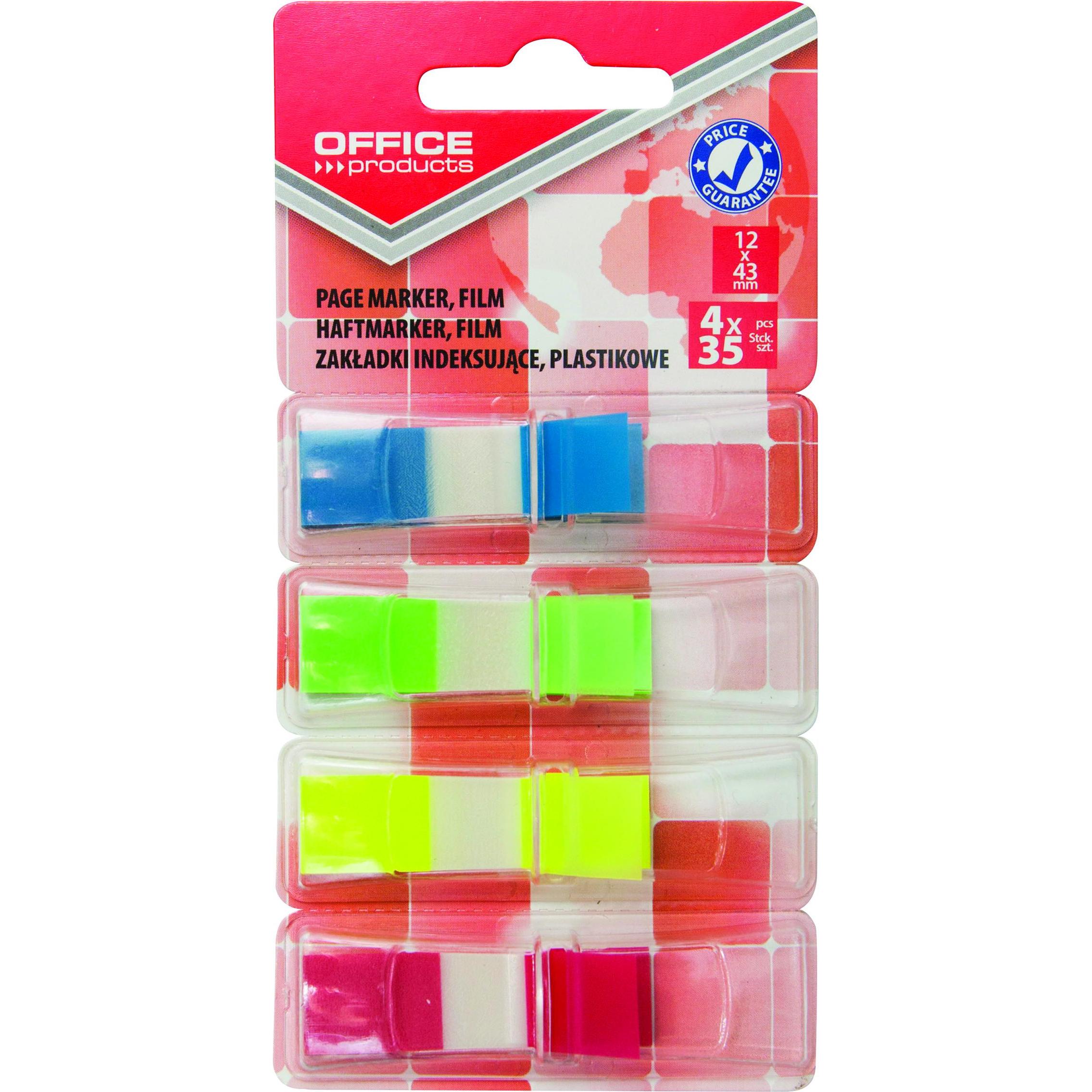 Office Products, Post-it, Registro di archiviazione pp, 12x43 mm, 4x35 registri, blister, colori assortiti
