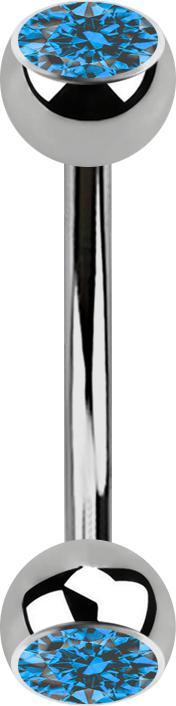 Produktbild Star Piercing Banane silber mit zwei Kugeln Kristall hellblau (ohne Messing, Titan)