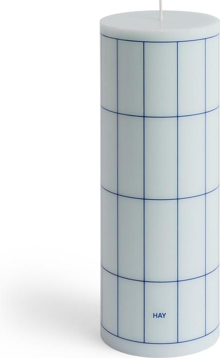 Actual product image HAY - Column Candle Large H25 (Light Blue & Blue Grid Check)