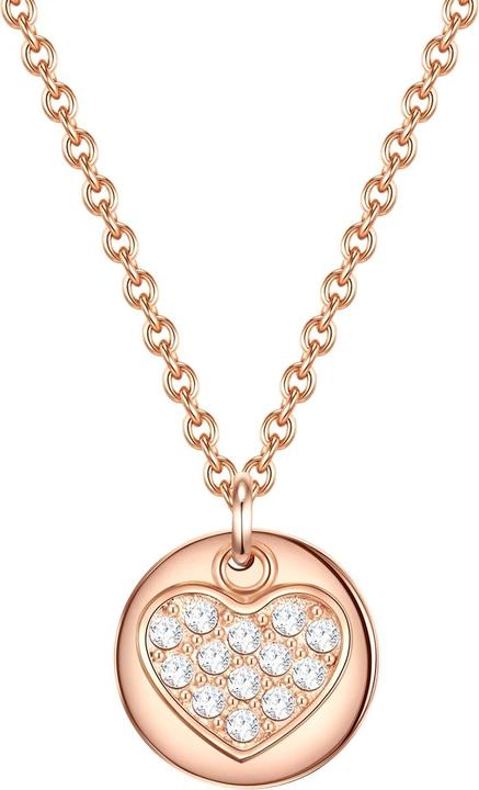 Immagine prodotto Eastside Cuore da donna in acciaio inossidabile Preciosa oro rosa 40,0 cm di catena base + 5,0 cm di (Acciaio inossidabile placcato oro rosa 18 carati, 40 - 45 cm)