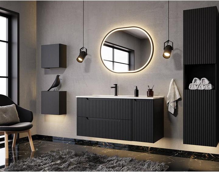Actual product image En.Casa Bathroom shelf Newport 27x25x21 cm black (27 x 21 x 25 cm)