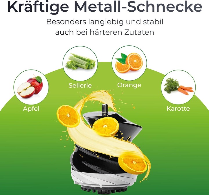 Image du produit KLAMER Slow Juicer Gemüse und Obst, Entsafter mit Rückwärtsgang, elektrische Fruchtpresse