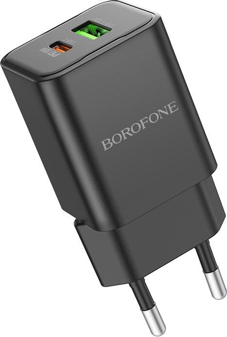 Borofone Netzladegerät BN14 Royal GaN - USB + Typ C - QC 3.0 PD 30W schwarz (0.03 W)