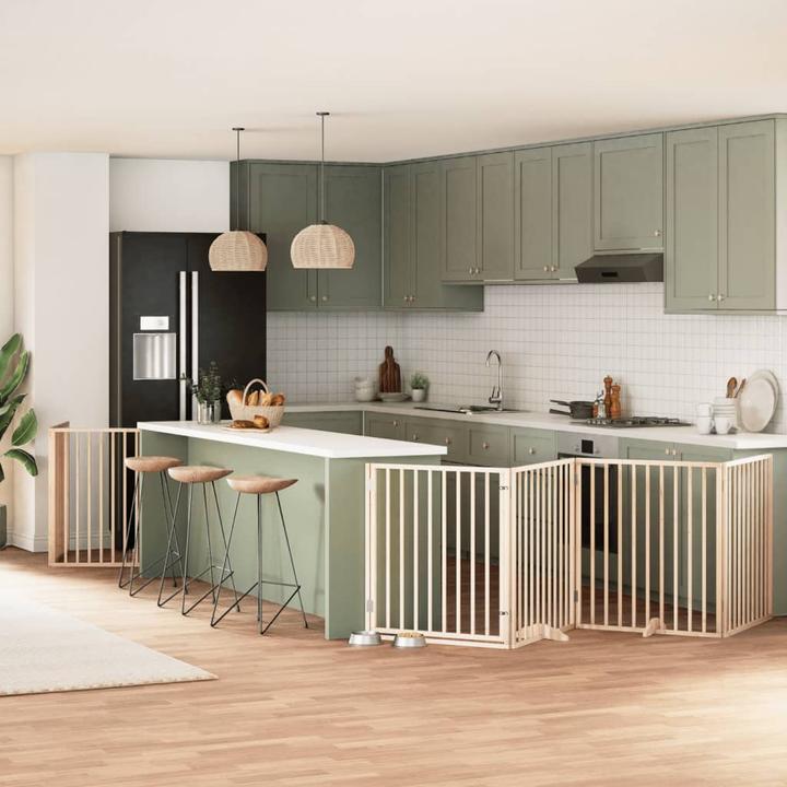 Produktbild vidaXL Hundetor mit Tür Absperrgitter Hunde Schutzgitter Faltbar 10-tlg. Holz (80 cm)