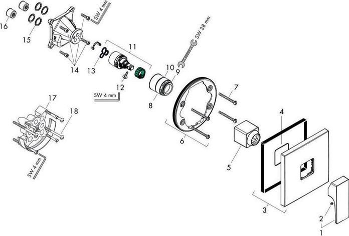 Produktbild hansgrohe METROPOL Unterputz Fertigset Brausearmatur, mattweiss