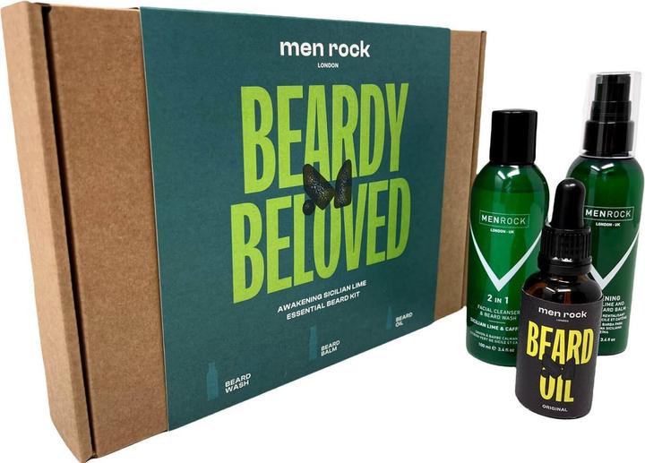 Men Rock Beardy Beloved Awakening Sicilian Lime Beard Kit, beard balm 100ml, beard wash 100ml, beard oil 30ml