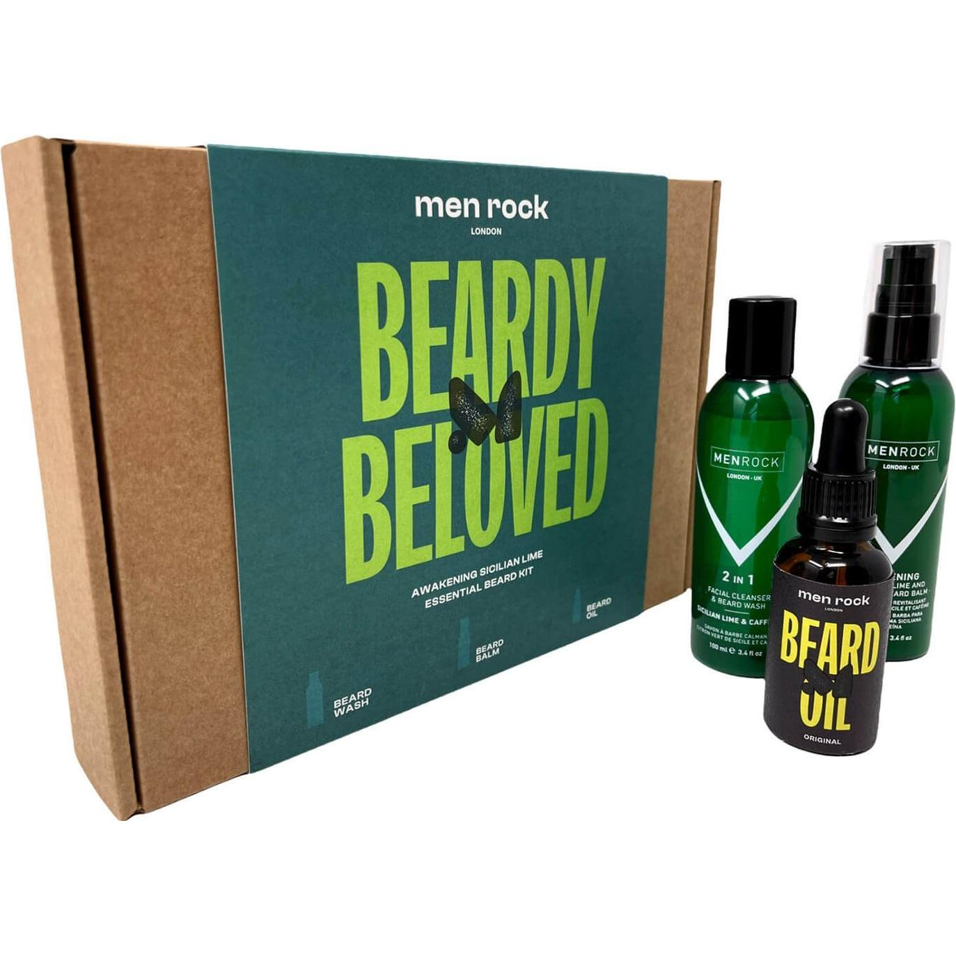 Men Rock Beardy Beloved Awakening Sicilian Lime Beard Kit, beard balm 100ml, beard wash 100ml, beard oil 30ml (300315)