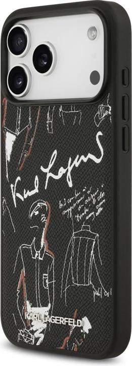 Produktbild Karl Lagerfeld - Hardcase Grained Pattern Logo (KLHMP17XPGGRMPK) - iPhone 17 Pro Max - Black (Apple iPhone 17 Pro Max)