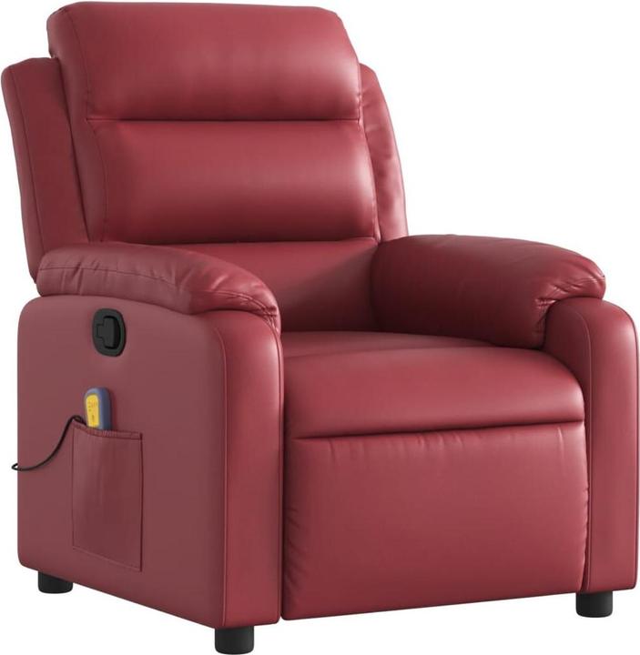 Image du produit VidaXL Fauteuil de massage Fauteuil TV Fauteuil inclinable Fauteuil simili cuir rouge vin