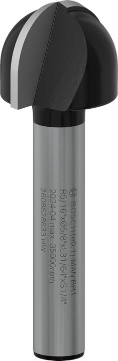 Produktbild Bosch Professional Zubehör Hohlkehlfräser, 1/4-Zoll, R1 8 mm, D 15,9 mm, L 12,3 mm, G 45 mm