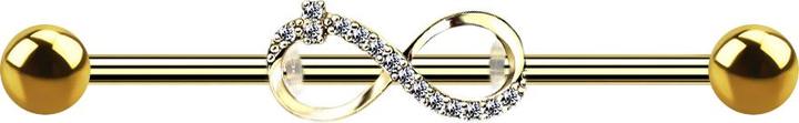 Produktbild Star Piercing Barbell 14k vergoldet mit Unendlich (Messing, Chirurgenstahl 316L)
