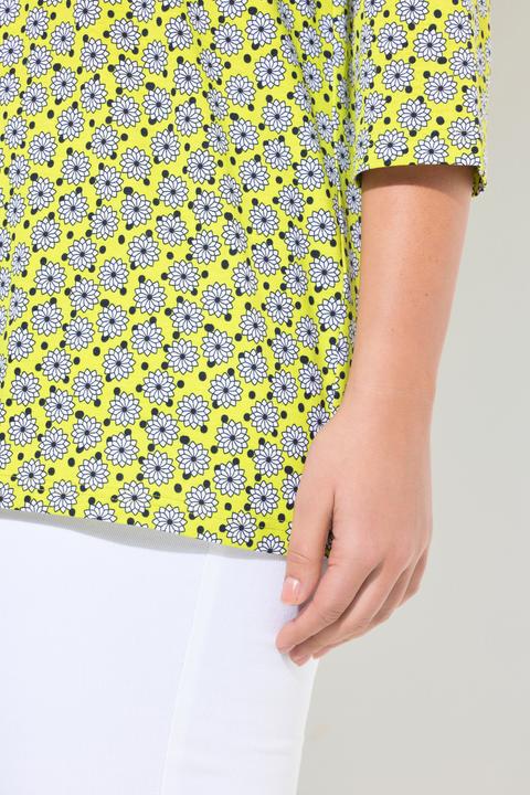 Produktbild Ulla Popken T-Shirt, Blüten, A-Linie, Zierfalten, Rundhals, 3/4-Arm (56)