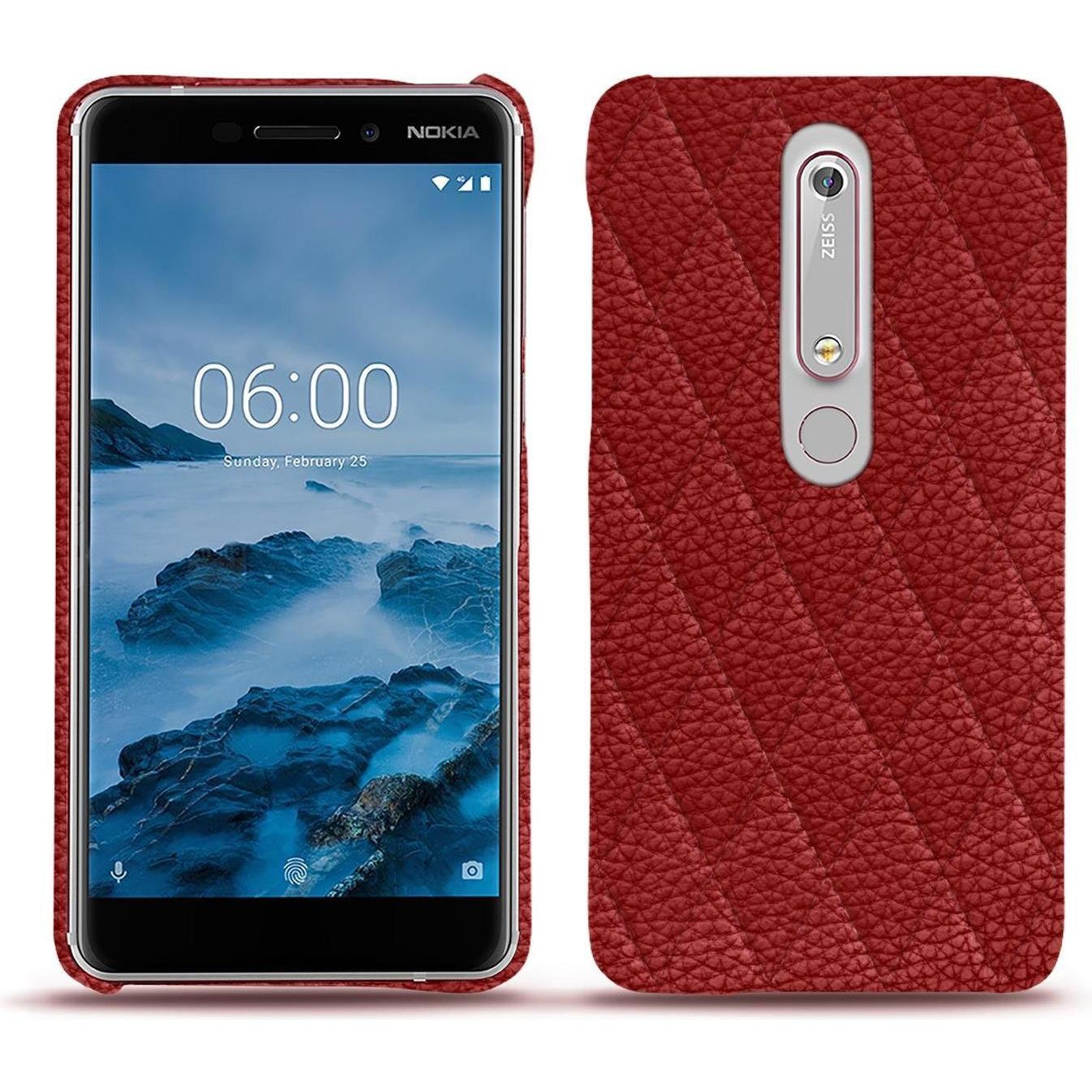 Noreve Lederschutzhülle (Nokia 6 (2018)), Smartphone Hülle, Rot