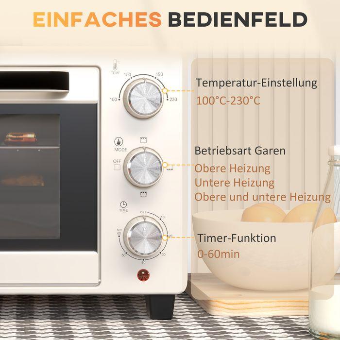 Actual product image Swisshandel24 Mini oven, 3 modes, up to 230° C, 1400W, with accessories, 46x38.5x29cm, cream