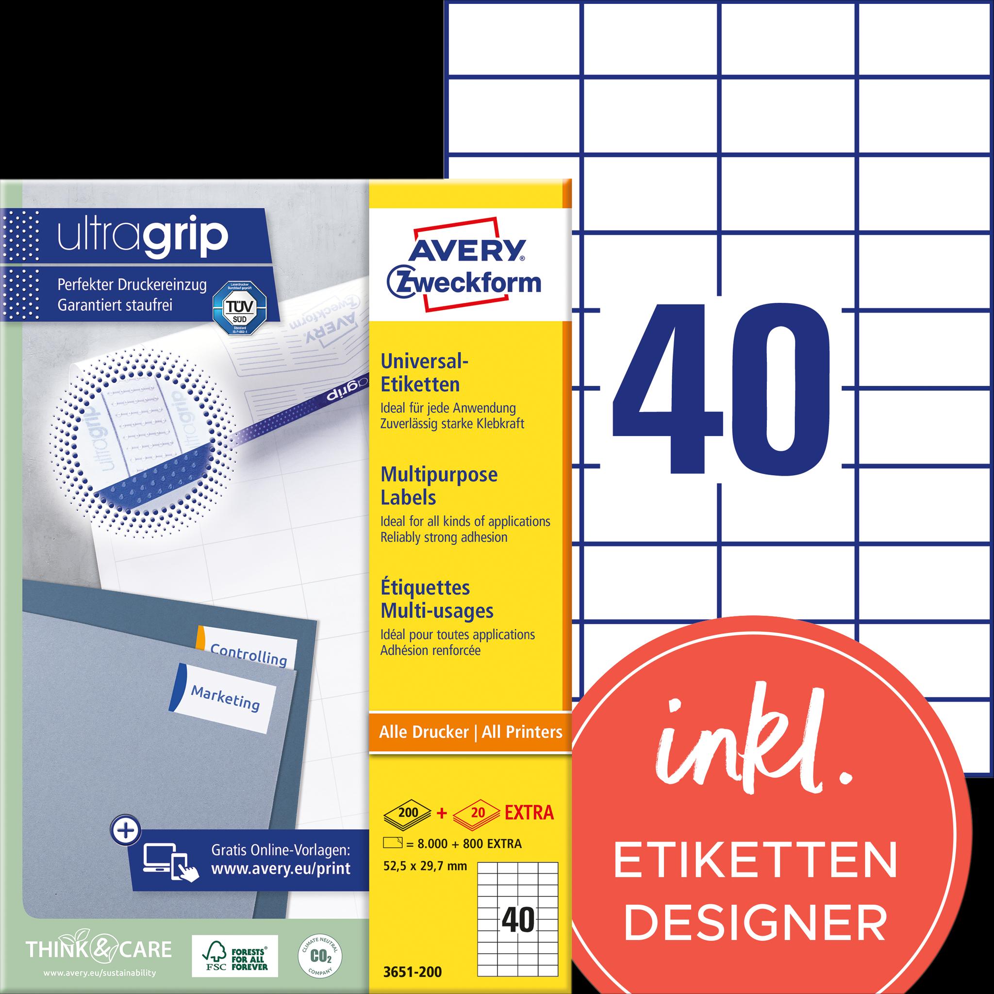 Avery, Etiketten, Universal-Etiketten