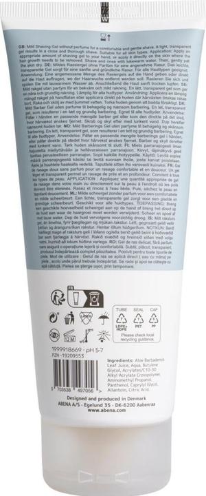 Actual product image Abena Shaving Gel,, 7.5x17.6cm, Ø4.5cm, 200 ml, no colorants or perfume (200 ml)