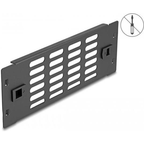 Delock 25,40cm (10") Netzwerkschrank Panel mit Lüftungsschlitzen werkzeugfrei 2 HE schwarz, Serverschrank Zubehör, Schwa...