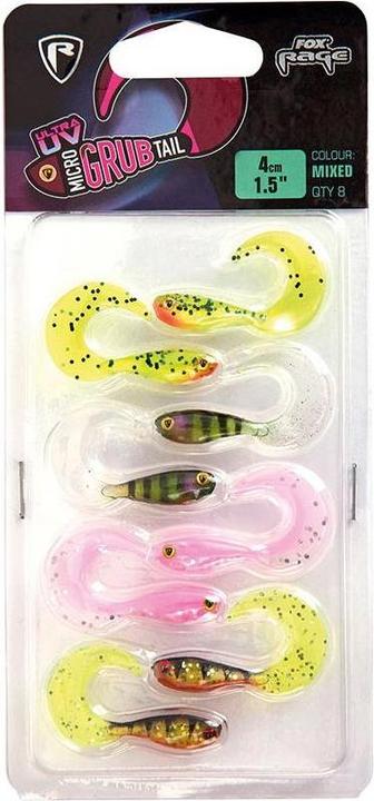 Fox Rage Ultra UV Micro Grub Tail Colours Mixed (4 cm)