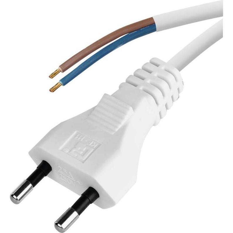Emos Netzkabel PVC 2x 0,5mm2, 2m, weiss (2 m), Stromkabel