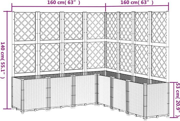 Image du produit vidaXL Bac à plantes avec treillis PP