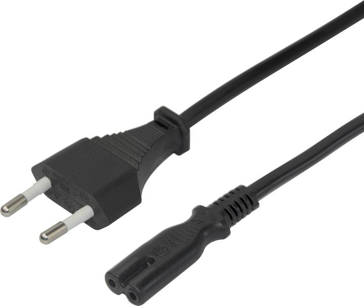 Actual product image Deltaco Power cable CEE 7/16 - C7, 3m - Black (3 m)