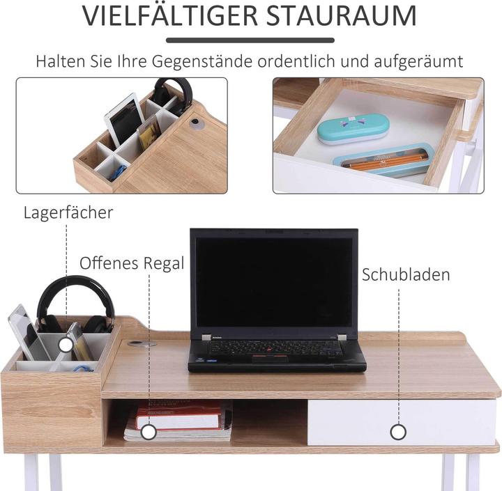 Image du produit Homcom Bureau Design industriel tendance, structure métallique avec surface peinte par poudrage (100 x 55 x 81,5 cm)