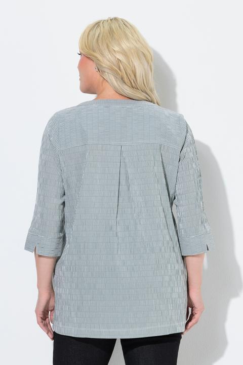 Actual product image Ulla Popken Textured Stripe Pintuck Blouse (54)