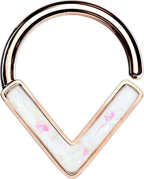 Immagine prodotto Star Piercing Anello Micro Piercing angolare in oro rosa con opale bianco (senza ottone, Acciaio chirurgico 316L)