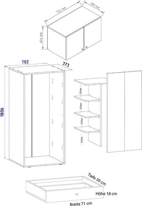 Nährwerte und Zutaten VCM Holz Mehrzweckschrank Serie Vandol mit Drehtüren (70 x 40 x 238 cm)