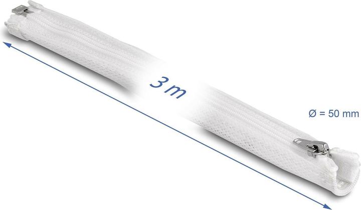 Image du produit Delock Gaine tressée avec fermeture éclair résistante à la chaleur 3 m x 50 mm blanc (Gaines pour câbles, 300 cm)